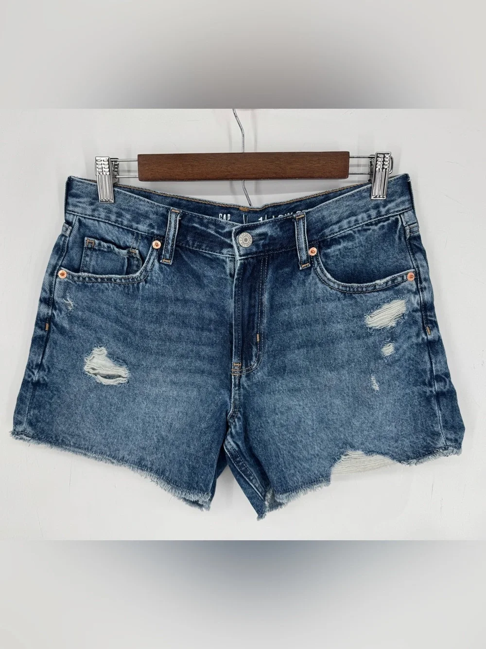 GAP Kids Distressed Low Stride Denim Blue Shorts Size 14 Plus GIRLS 100% Cotton